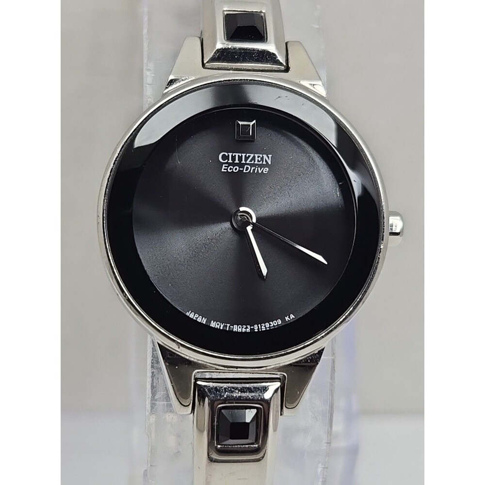 Citizen Eco Drive Solar Womens Black Dial Silver Stainless Bracelet Watch Works - Picture 4 of 10